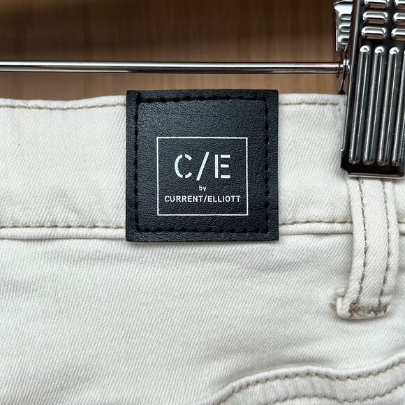 C/E Current Elliott Women High Rise Flare Jeans Benington Cream Colored Size 27 - Picture 8 of 10